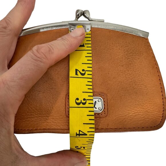 Vintage Fossil Kiss Lock Wallet Card Holder Change Purse Saddle - Picture 8 of 10